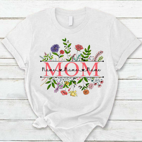 Personalized Wildflowers Mom And Grandkids Name Shirts For Mom