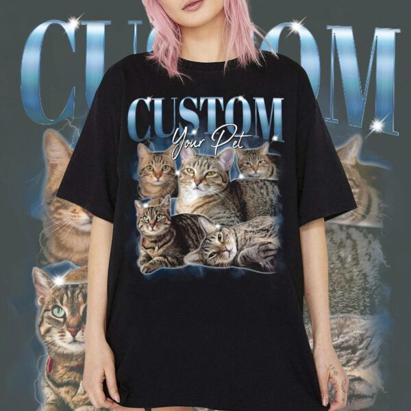 Pet Custom Vintage Washed Shirt Custom Cat Graphic Unisex T-Shirt - Image 4