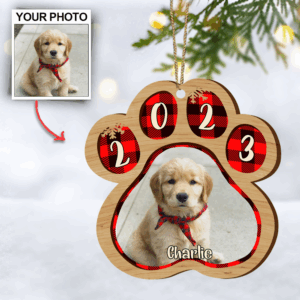 Pets And Color Paws - Upload Image - Personalized Custom Paw Shaped Wood Christmas Ornament