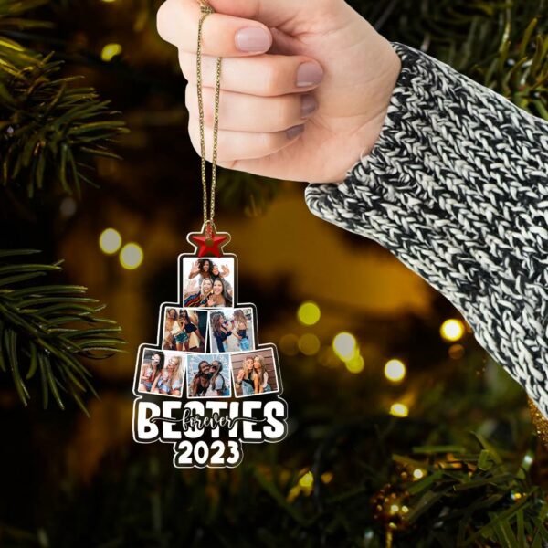 Photo Besties Forever Christmas Tree - Personalized Acrylic Photo Ornament - Image 5
