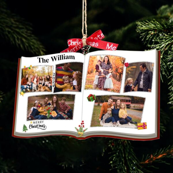 Photo Book Shaped Ornament, Personalized Custom Photo Print, Perfect Gift for Loved Ones, Customizable Gifts for Christmas Tree, Family Name - Image 6