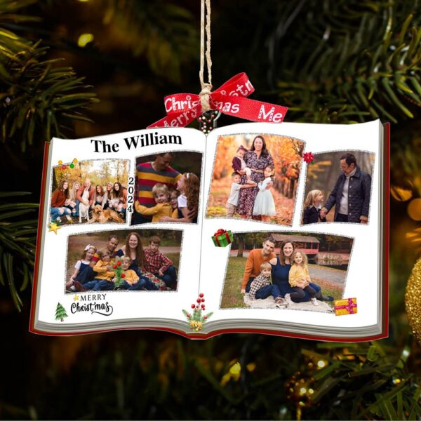 Photo Book Shaped Ornament, Personalized Custom Photo Print, Perfect Gift for Loved Ones, Customizable Gifts for Christmas Tree, Family Name - Image 4