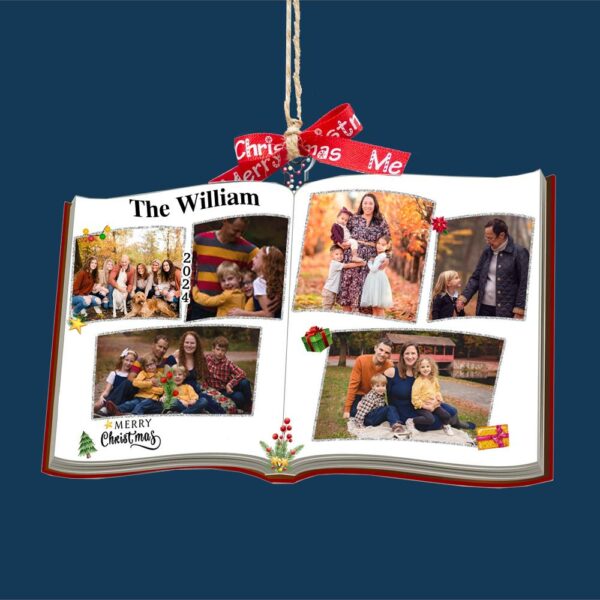 Photo Book Shaped Ornament, Personalized Custom Photo Print, Perfect Gift for Loved Ones, Customizable Gifts for Christmas Tree, Family Name - Image 5
