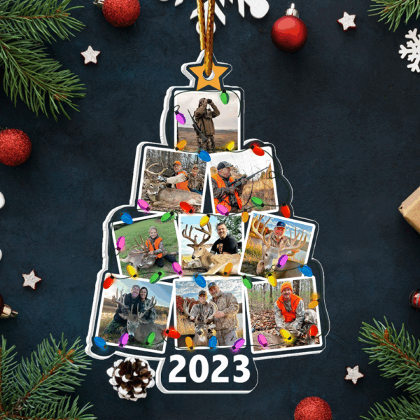 Photo Hunting Christmas Tree - Personalized Acrylic Photo Ornament - Image 4