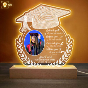 Photo Upload Behind You All Your Memories Personalized Custom Shape Warm LED Night Light, Graduation Gift