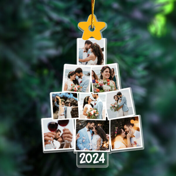 Photo Wedding Christmas Tree Personalized Acrylic Ornament For Couple - Image 3