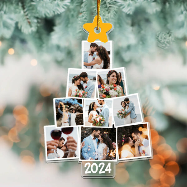 Photo Wedding Christmas Tree Personalized Acrylic Ornament For Couple