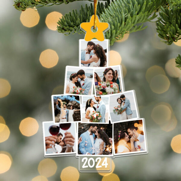 Photo Wedding Christmas Tree Personalized Acrylic Ornament For Couple - Image 2