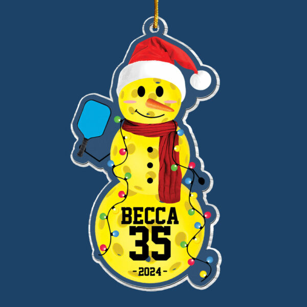 Pickleball Snowman - Gifts For Players, Team, Boys - Personalized Acrylic Ornament - Image 5