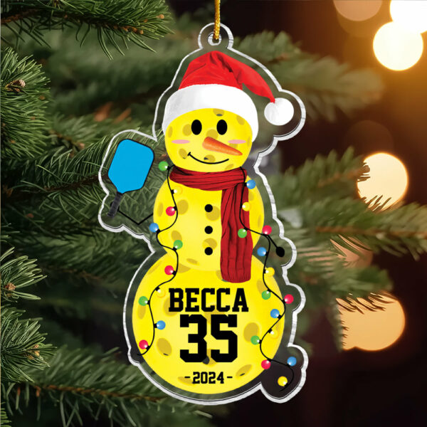 Pickleball Snowman - Gifts For Players, Team, Boys - Personalized Acrylic Ornament - Image 6