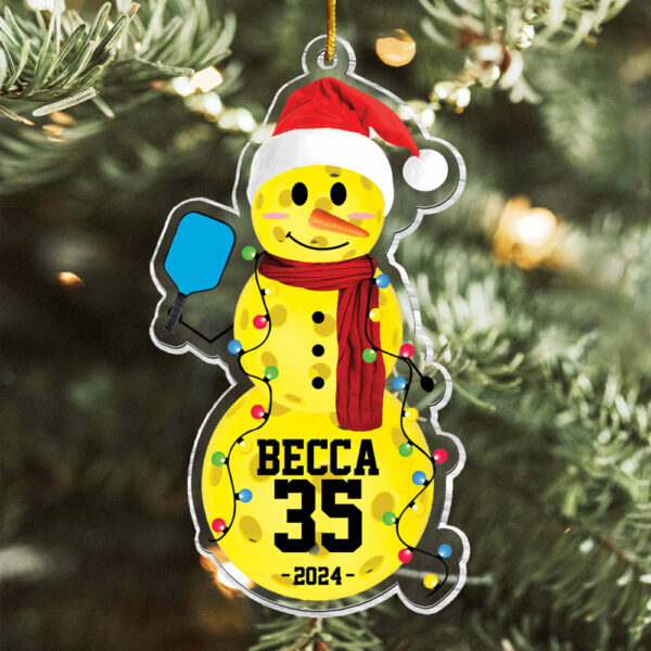 Pickleball Snowman - Gifts For Players, Team, Boys - Personalized Acrylic Ornament - Image 4