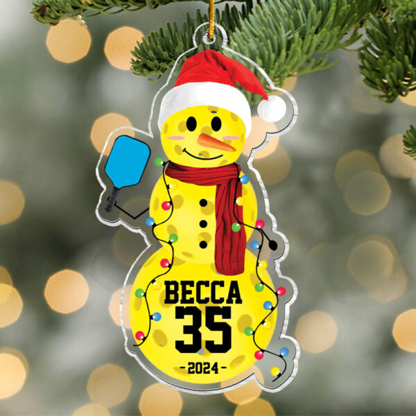 Pickleball Snowman - Gifts For Players, Team, Boys - Personalized Acrylic Ornament