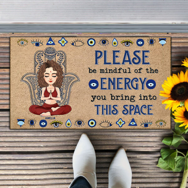 Please Be Mindful Of The Energy You Bring To This Place - Custom Doormat For Yoga Lovers - Personalized Cute Gifts NA04 - Image 2