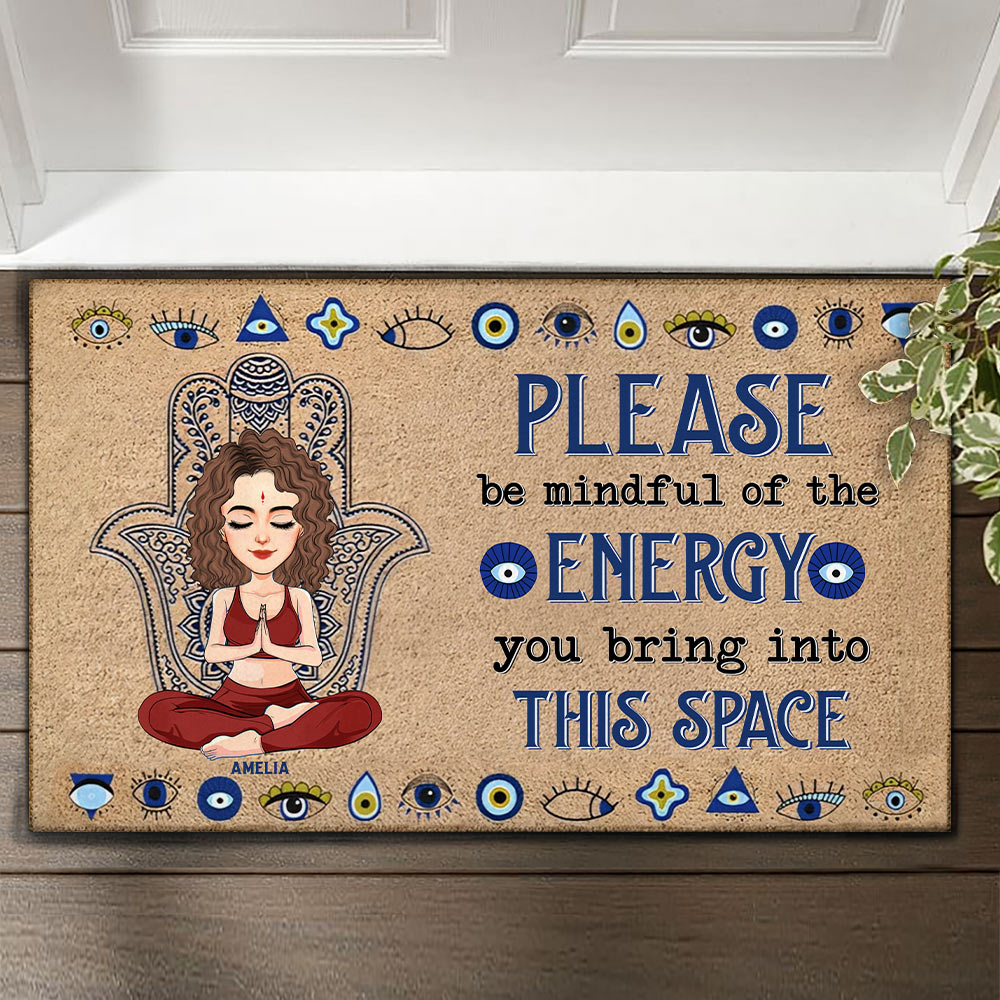 Please Be Mindful Of The Energy You Bring To This Place - Custom Doormat For Yoga Lovers - Personalized Cute Gifts NA04