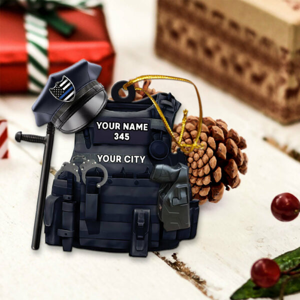 Police Bulletproof Personalized With Any Number & Dept Ornament Gifts For Police Policeman - Image 3