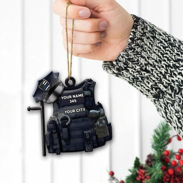 Police Bulletproof Personalized With Any Number & Dept Ornament Gifts For Police Policeman - Image 5