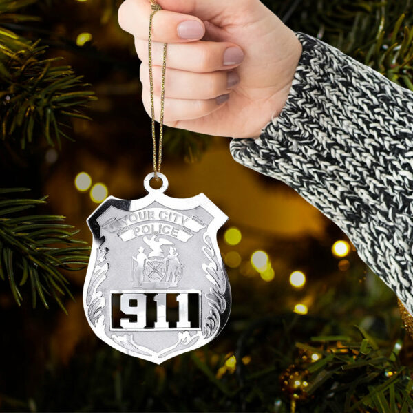 Police Officer Personalized Acrylic Ornament - Police Retirement Gift - Police Badge Ornament - Police Badge Personalized Ornament With Any Number & Dept - Image 5