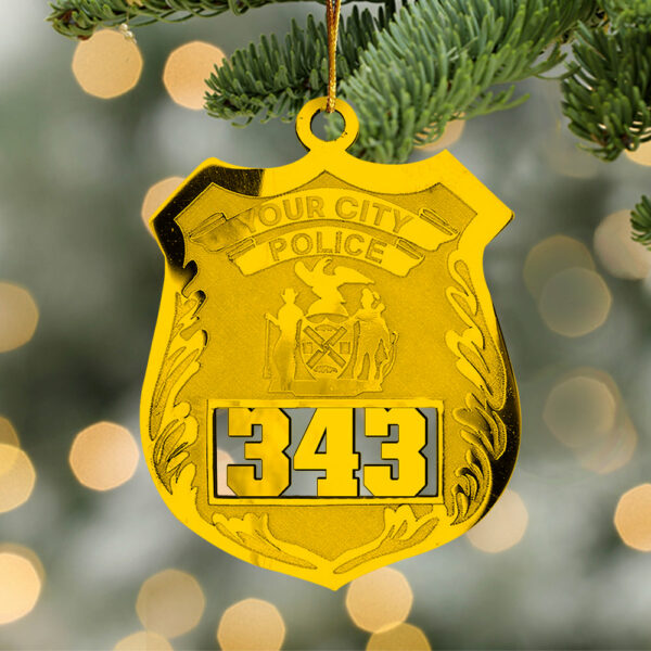 Police Officer Personalized Acrylic Ornament - Police Retirement Gift - Police Badge Ornament - Police Badge Personalized Ornament With Any Number & Dept - Image 2