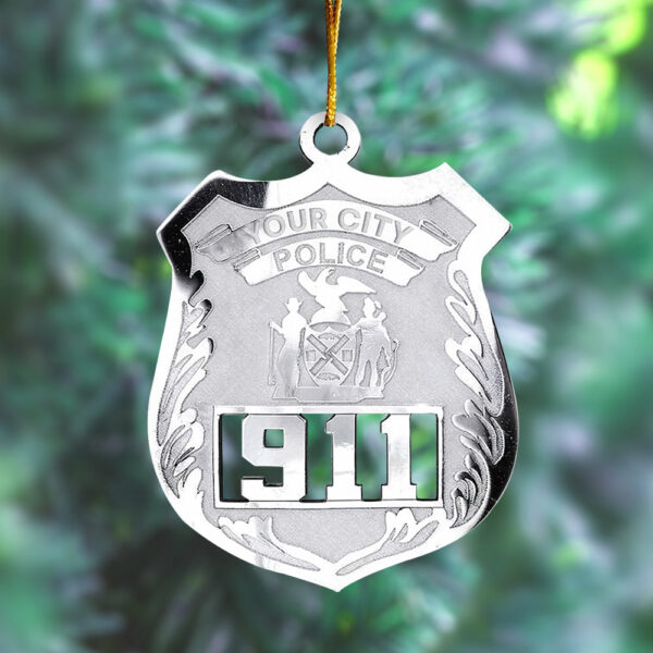 Police Officer Personalized Acrylic Ornament - Police Retirement Gift - Police Badge Ornament - Police Badge Personalized Ornament With Any Number & Dept - Image 3