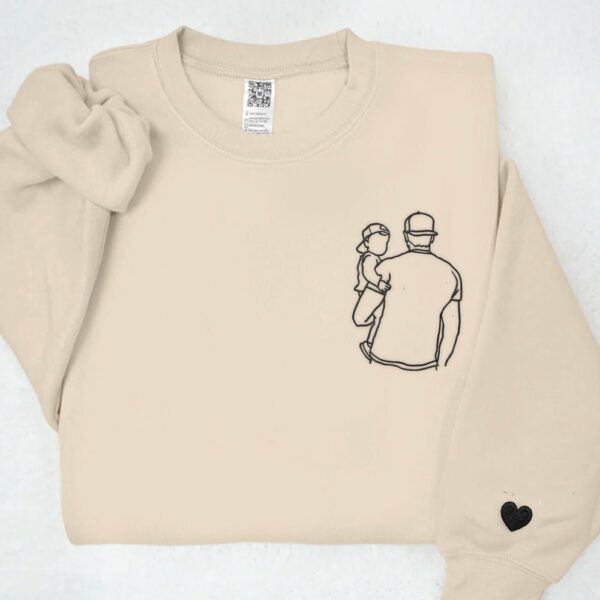 Portrait Photo Unique Gift for Dad Embroidered Hoodie, Personalized Father and Son Hoodie, Funny Dad Hoodies, Father's Day Gift Idea - Image 5