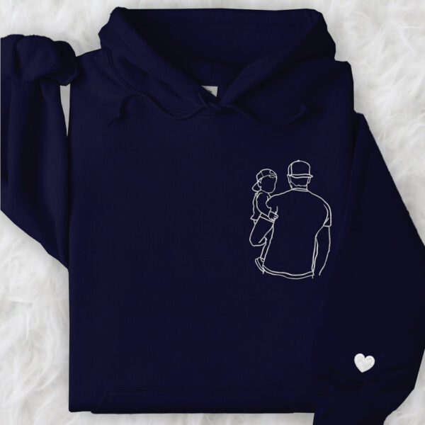 Portrait Photo Unique Gift for Dad Embroidered Hoodie, Personalized Father and Son Hoodie, Funny Dad Hoodies, Father's Day Gift Idea - Image 12
