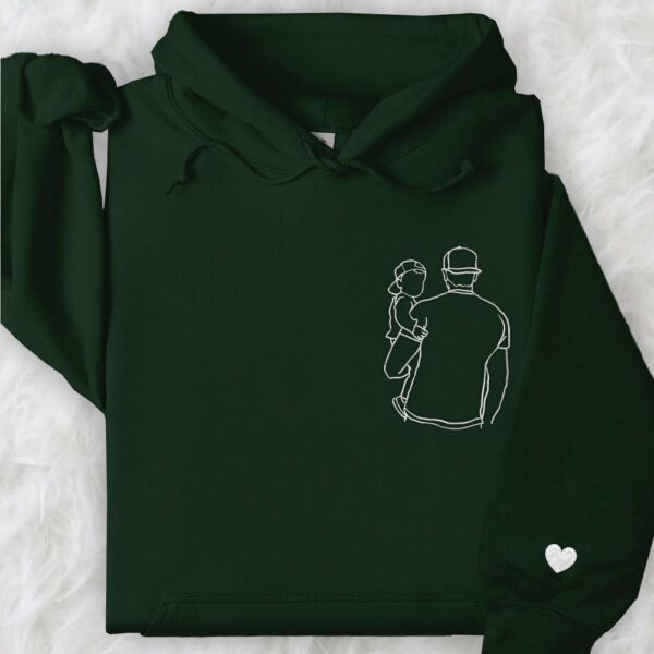 Portrait Photo Unique Gift for Dad Embroidered Hoodie, Personalized Father and Son Hoodie, Funny Dad Hoodies, Father's Day Gift Idea - Image 11