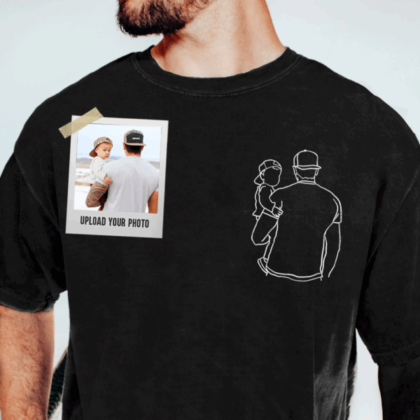 Portrait Photo Unique Gift for Dad Embroidered Hoodie, Personalized Father and Son Hoodie, Funny Dad Hoodies, Father's Day Gift Idea