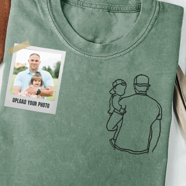 Portrait Photo Unique Gift for Dad Embroidered Hoodie, Personalized Father and Son Hoodie, Funny Dad Hoodies, Father's Day Gift Idea - Image 4