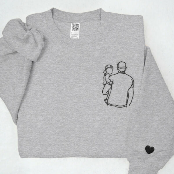 Portrait Photo Unique Gift for Dad Embroidered Hoodie, Personalized Father and Son Hoodie, Funny Dad Hoodies, Father's Day Gift Idea - Image 8