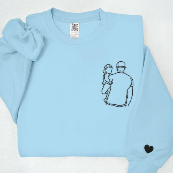 Portrait Photo Unique Gift for Dad Embroidered Hoodie, Personalized Father and Son Hoodie, Funny Dad Hoodies, Father's Day Gift Idea - Image 7