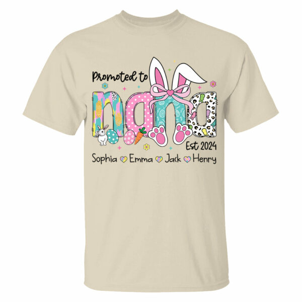 Promoted to Grandma, Personalized Grandma Peeps Easter Shirt, Custom Nickname And Kids T1807 - Image 3