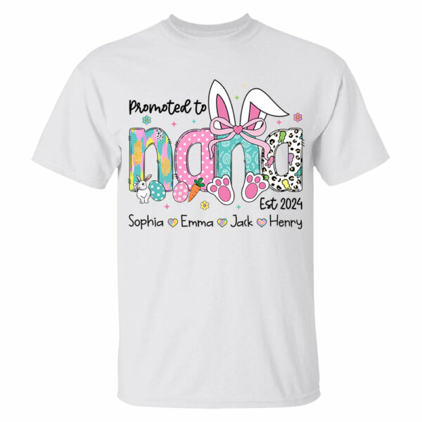 Promoted to Grandma, Personalized Grandma Peeps Easter Shirt, Custom Nickname And Kids T1807 - Image 2