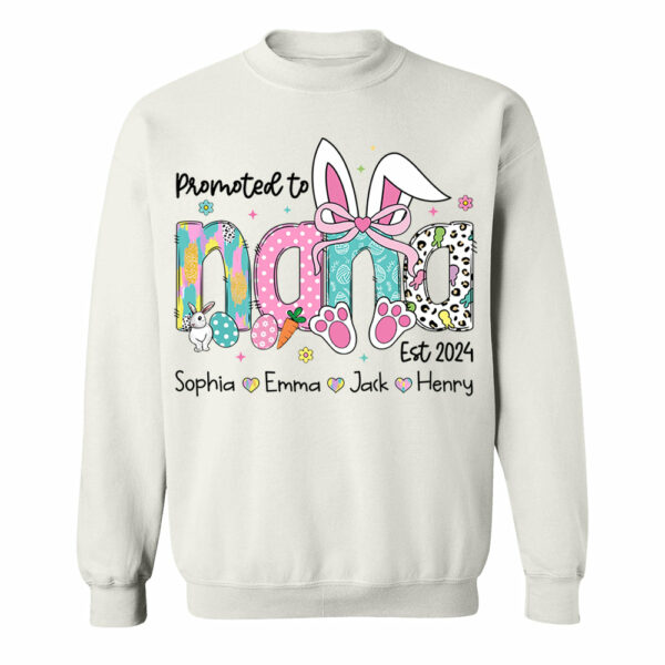 Promoted to Grandma, Personalized Grandma Peeps Easter Shirt, Custom Nickname And Kids T1807 - Image 7