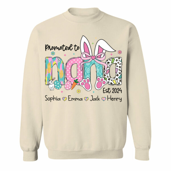 Promoted to Grandma, Personalized Grandma Peeps Easter Shirt, Custom Nickname And Kids T1807 - Image 8