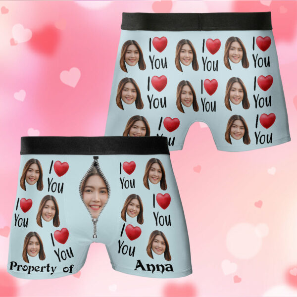 Property Of Girlfriends Personalized Photo Men's Boxer Briefs, Custom Muti-Face Boxer For Husband, Custom Face Underwear, Valentine's Day Gift - Image 8