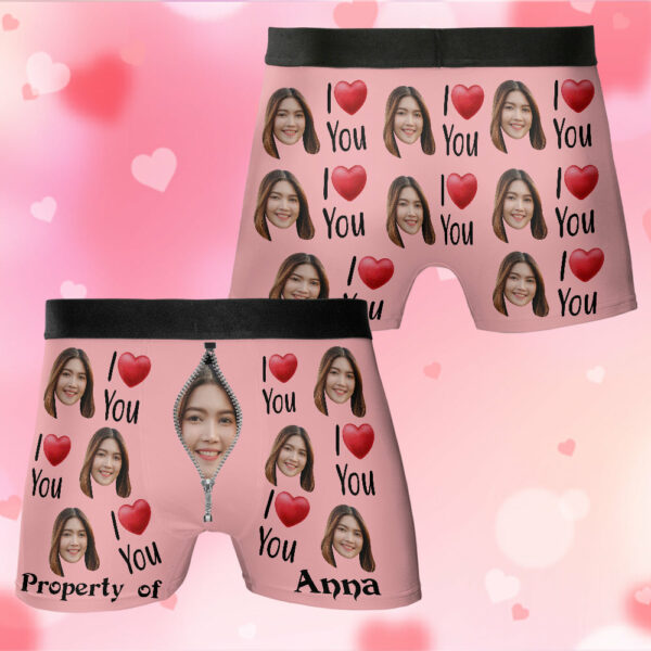 Property Of Girlfriends Personalized Photo Men's Boxer Briefs, Custom Muti-Face Boxer For Husband, Custom Face Underwear, Valentine's Day Gift - Image 7