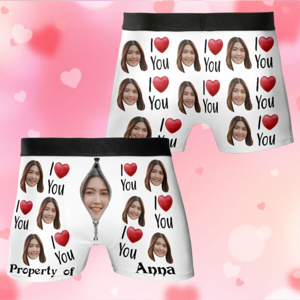 Property Of Girlfriends Personalized Photo Men's Boxer Briefs, Custom Muti-Face Boxer For Husband, Custom Face Underwear, Valentine's Day Gift - Image 6