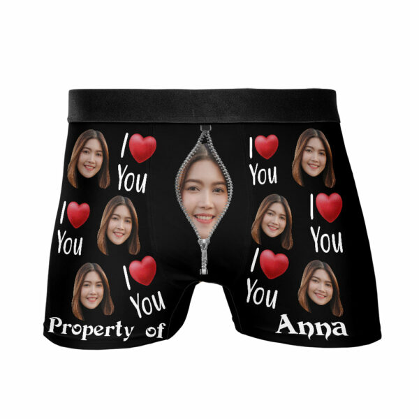 Property Of Girlfriends Personalized Photo Men's Boxer Briefs, Custom Muti-Face Boxer For Husband, Custom Face Underwear, Valentine's Day Gift - Image 5