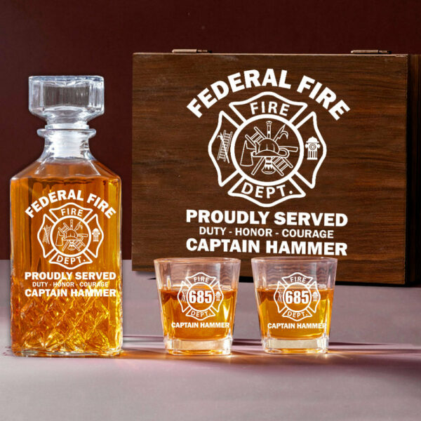 Proudly Served Duty Honor Courage Custom Decanter Set Gift For Firefighter H2511 - Image 6