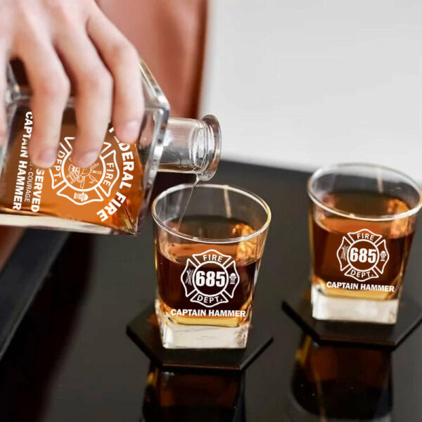 Proudly Served Duty Honor Courage Custom Decanter Set Gift For Firefighter H2511 - Image 5