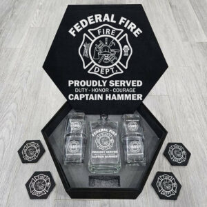 Proudly Served Duty Honor Courage Custom Decanter Set Gift For Firefighter H2511