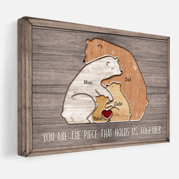 Puzzle Canvas Mom You Are The Piece That Holds Us Together Bears Family Personalized Canvas Gift For Mother - Mother's Day Gift For Her - Image 2