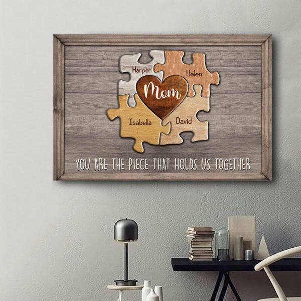 Puzzle Canvas Mom You Are The Piece That Holds Us Together Personalized Canvas Gift For Mother Grandma - Image 5