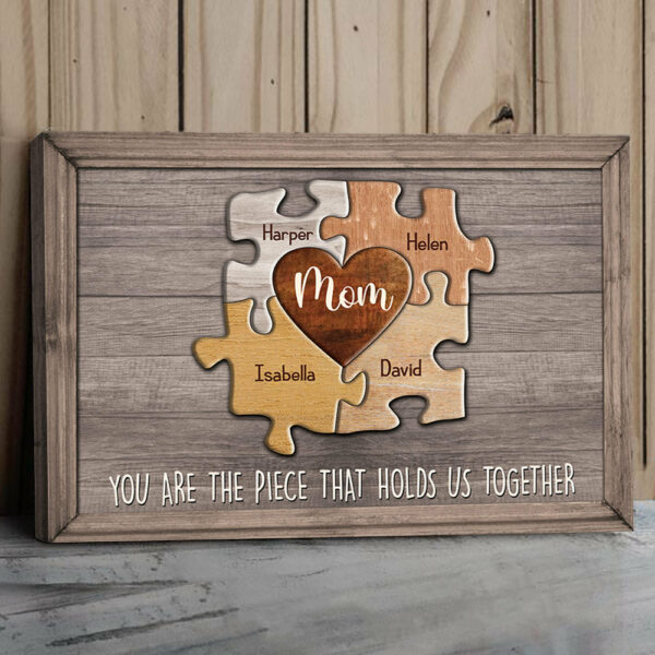 Puzzle Canvas Mom You Are The Piece That Holds Us Together Personalized Canvas Gift For Mother Grandma - Image 3