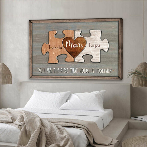Puzzle Canvas You Are The Piece That Holds Us Together Personalized Canvas Print Gift For Mom - Up to 10 Piece - Image 3