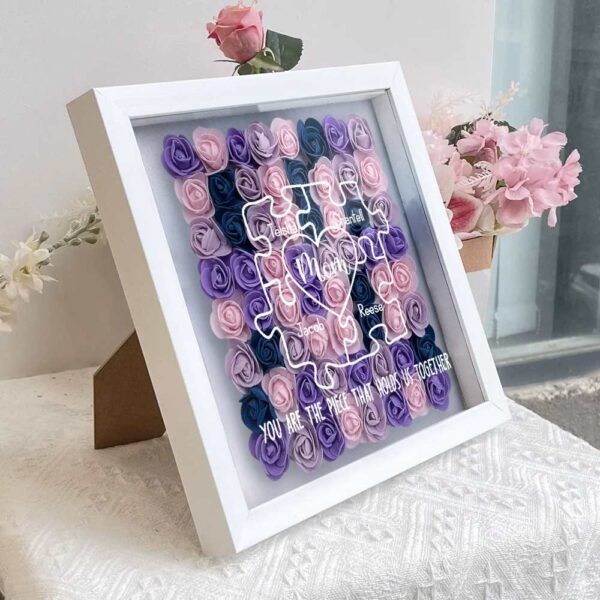 Puzzle Flower Shadow Box Mom You Are The Piece That Holds Us Together Personalized Flower Shadow Box Gift For Mother - Image 4