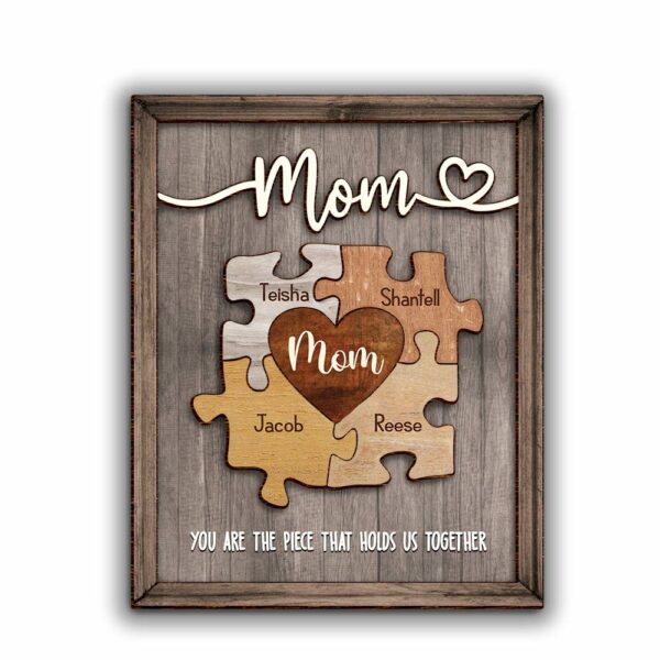 Puzzle Mom You Are The Piece That Holds Us Together - Personalized Wooden Photo Plaque Gift For Mother Grandma - Image 6