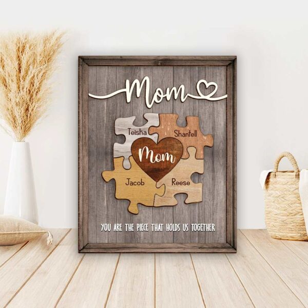 Puzzle Mom You Are The Piece That Holds Us Together - Personalized Wooden Photo Plaque Gift For Mother Grandma - Image 5