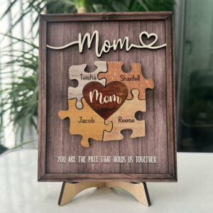 Puzzle Mom You Are The Piece That Holds Us Together - Personalized Wooden Photo Plaque Gift For Mother Grandma