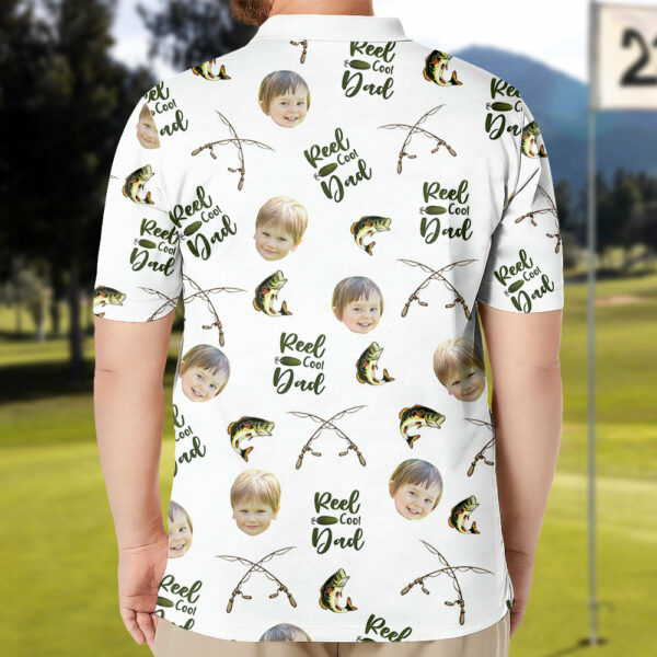 Reel Cool Dad, Personalized Polo Shirt with Face, Fishing Shirt - Image 2